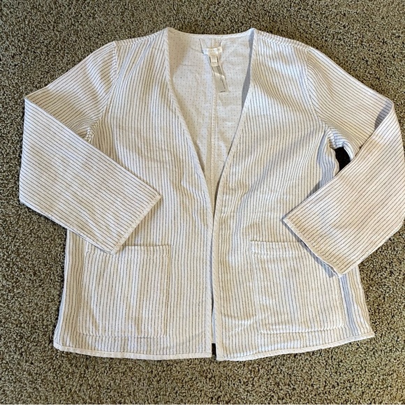 Eileen Fisher Ivory and Black Reversible Jacket Top Petite Small - Picture 1 of 8